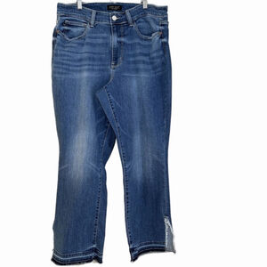 Judy Blue Jean Women 16W Blue Wash High Rise Straight Fit Released Hem Whisking